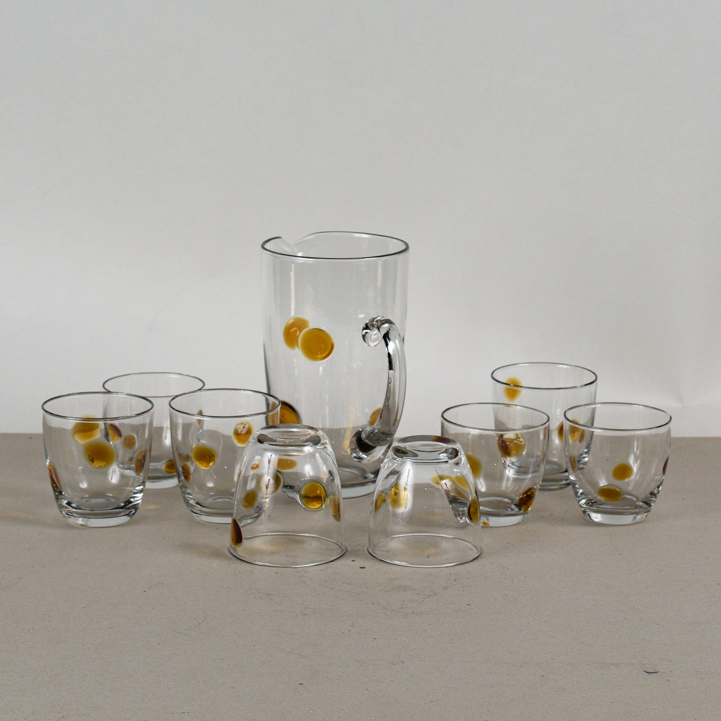 Set Bicchieri Con Brocca Vintage Anni 70 Vetro Murano