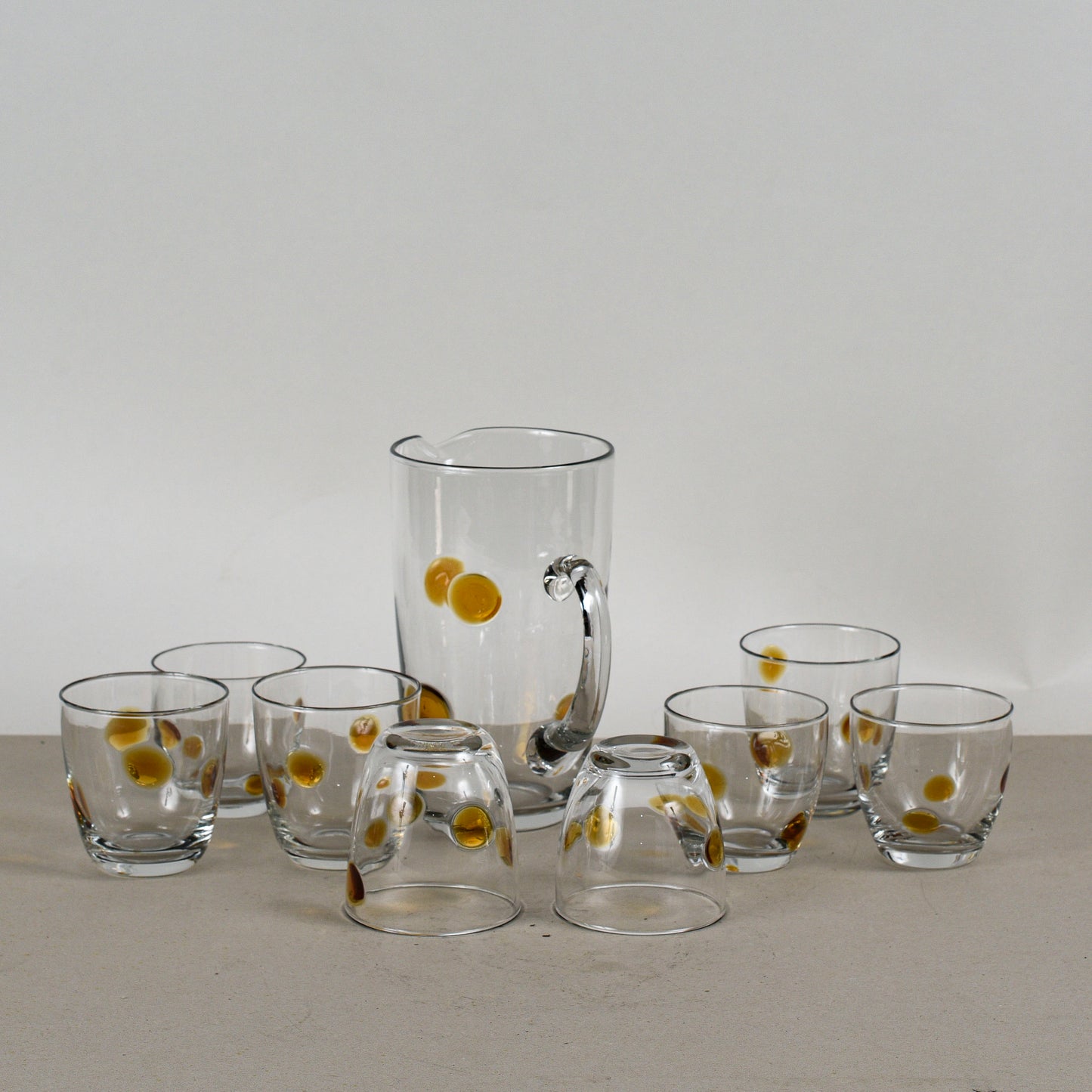 Set Bicchieri Con Brocca Vintage Anni 70 Vetro Murano
