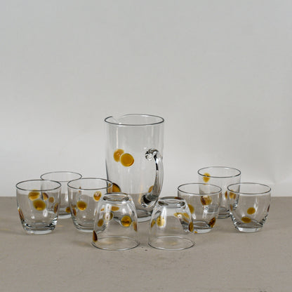 Set Bicchieri Con Brocca Vintage Anni 70 Vetro Murano