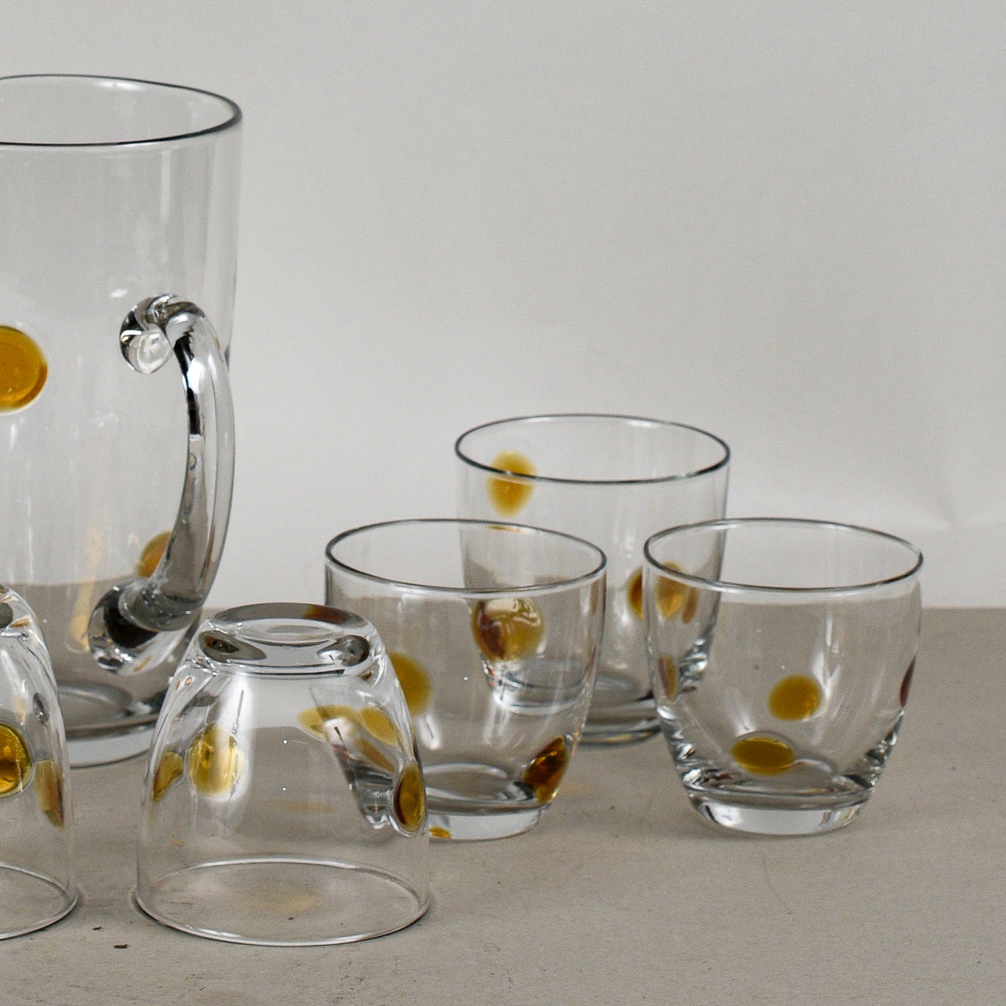 Set Bicchieri Con Brocca Vintage Anni 70 Vetro Murano