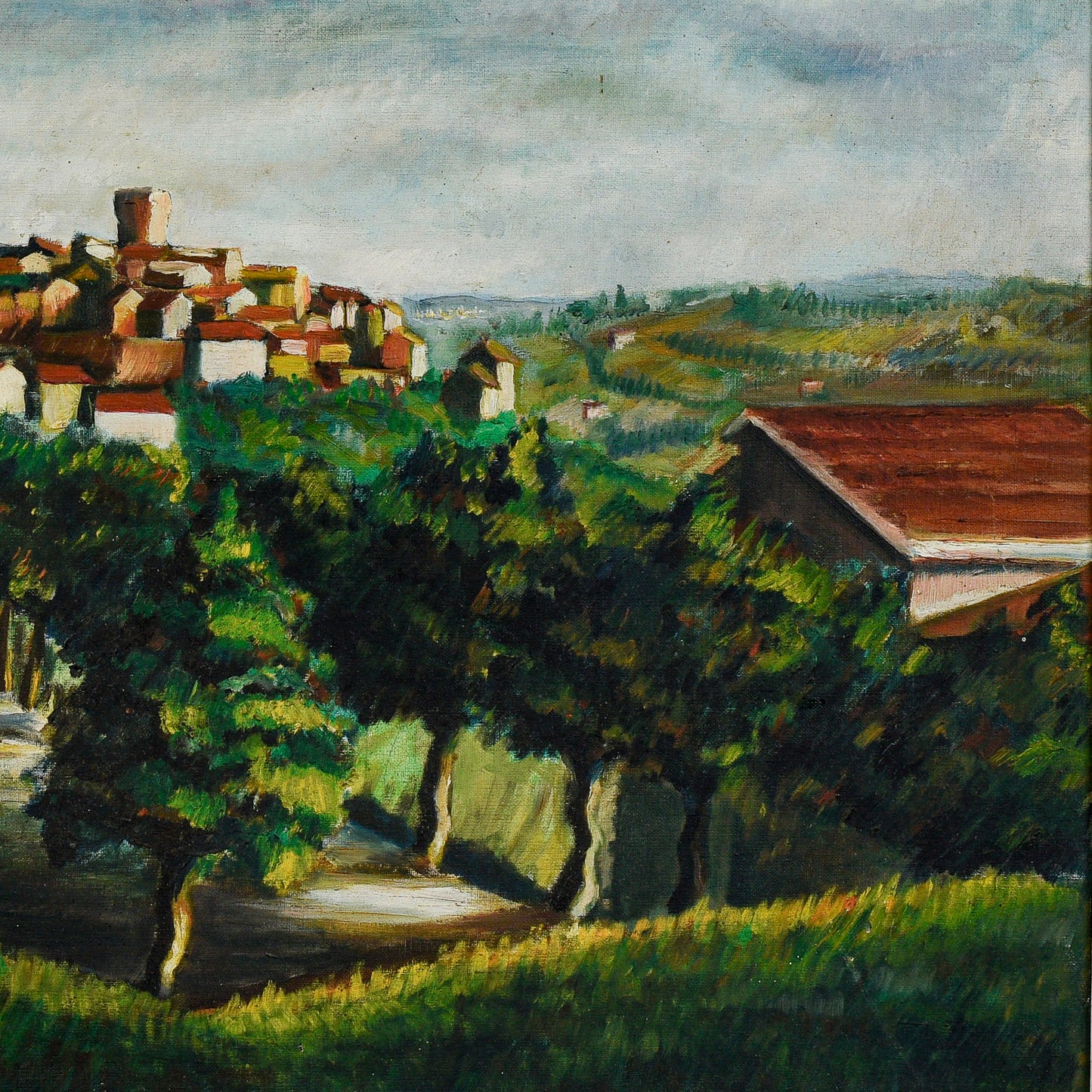 Quadro Dipinto Olio Veduta Cittadina Civitanovamarche Alta