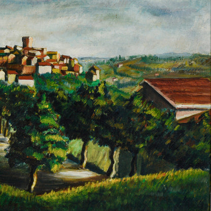 Quadro Dipinto Olio Veduta Cittadina Civitanovamarche Alta