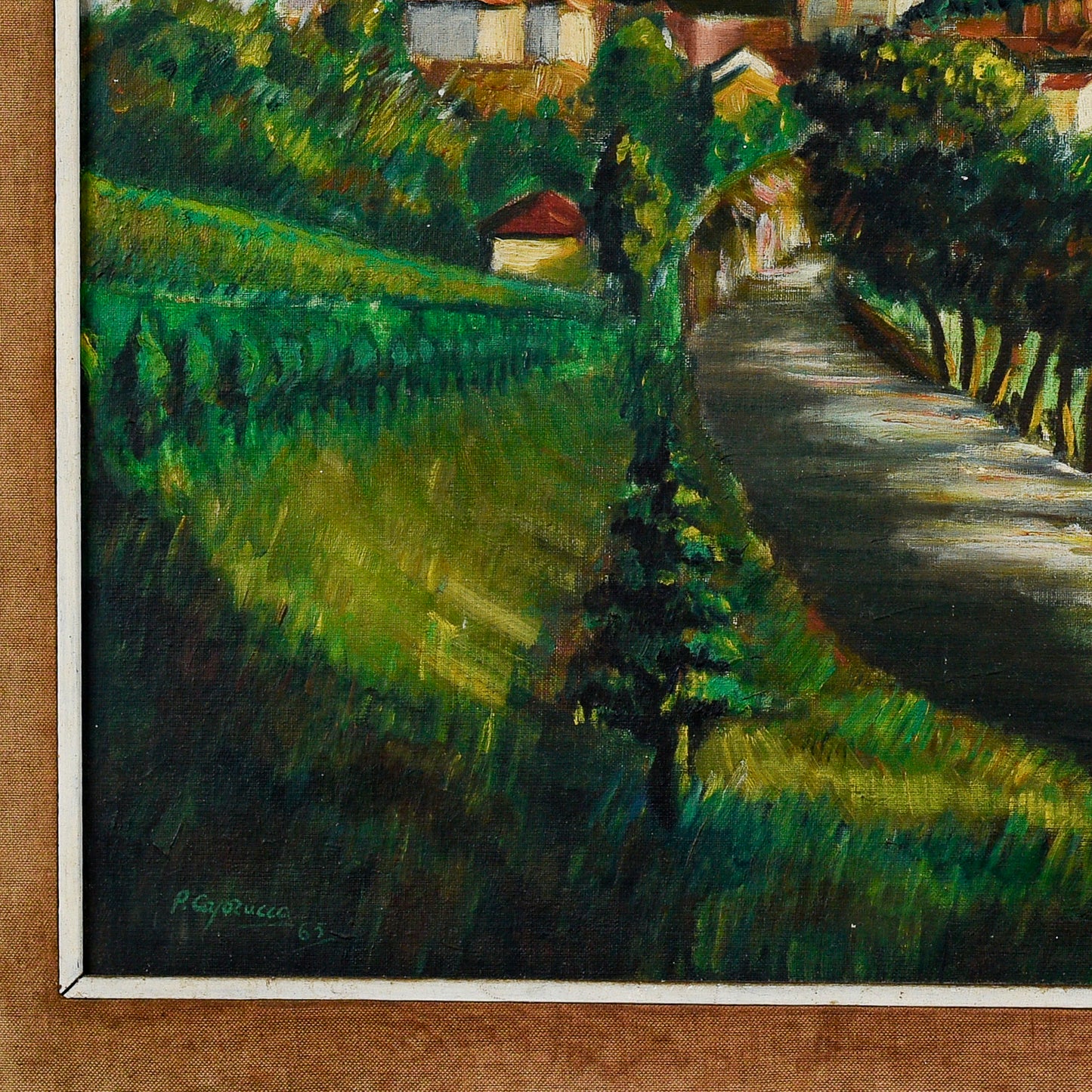 Quadro Dipinto Olio Veduta Cittadina Civitanovamarche Alta