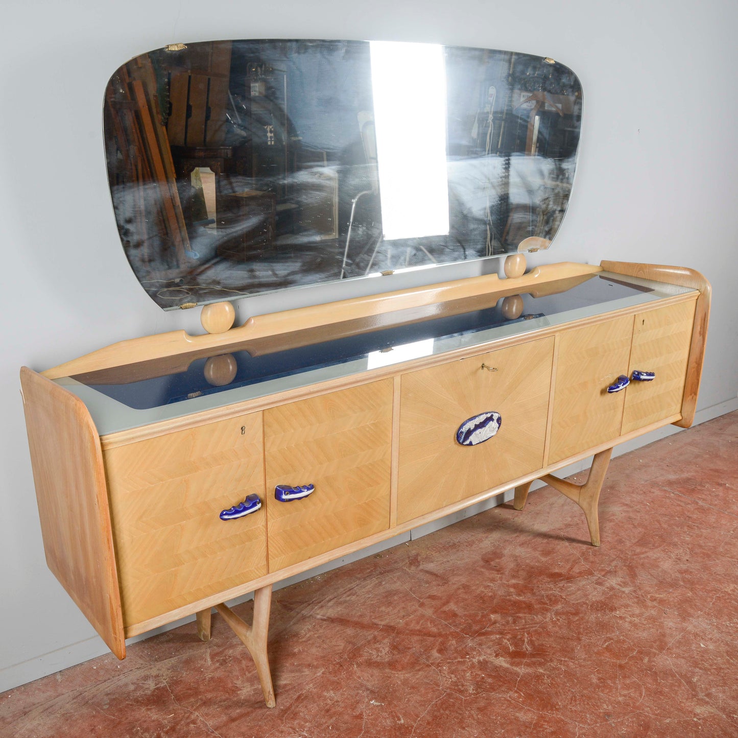Credenza Ico Parisi 1960s Con Maniglie Ginori