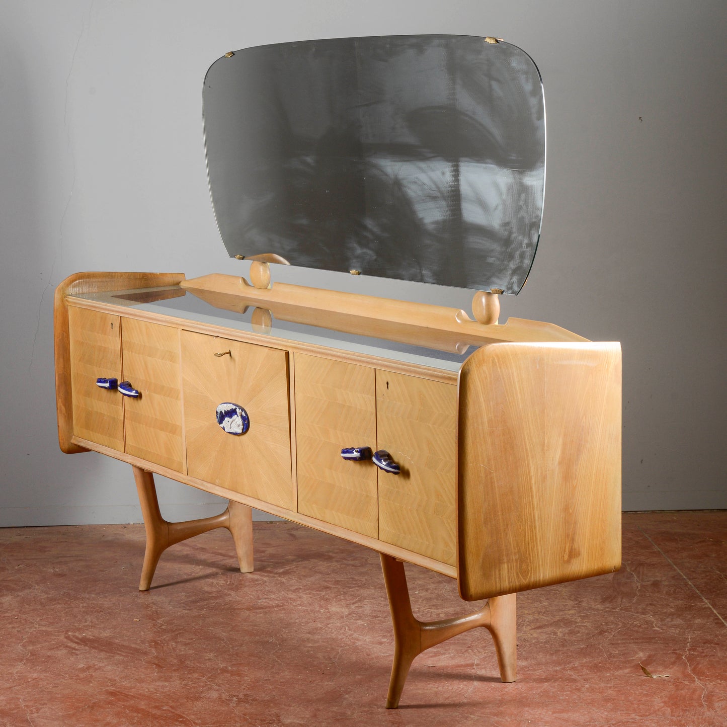 Credenza Ico Parisi 1960s Con Maniglie Ginori