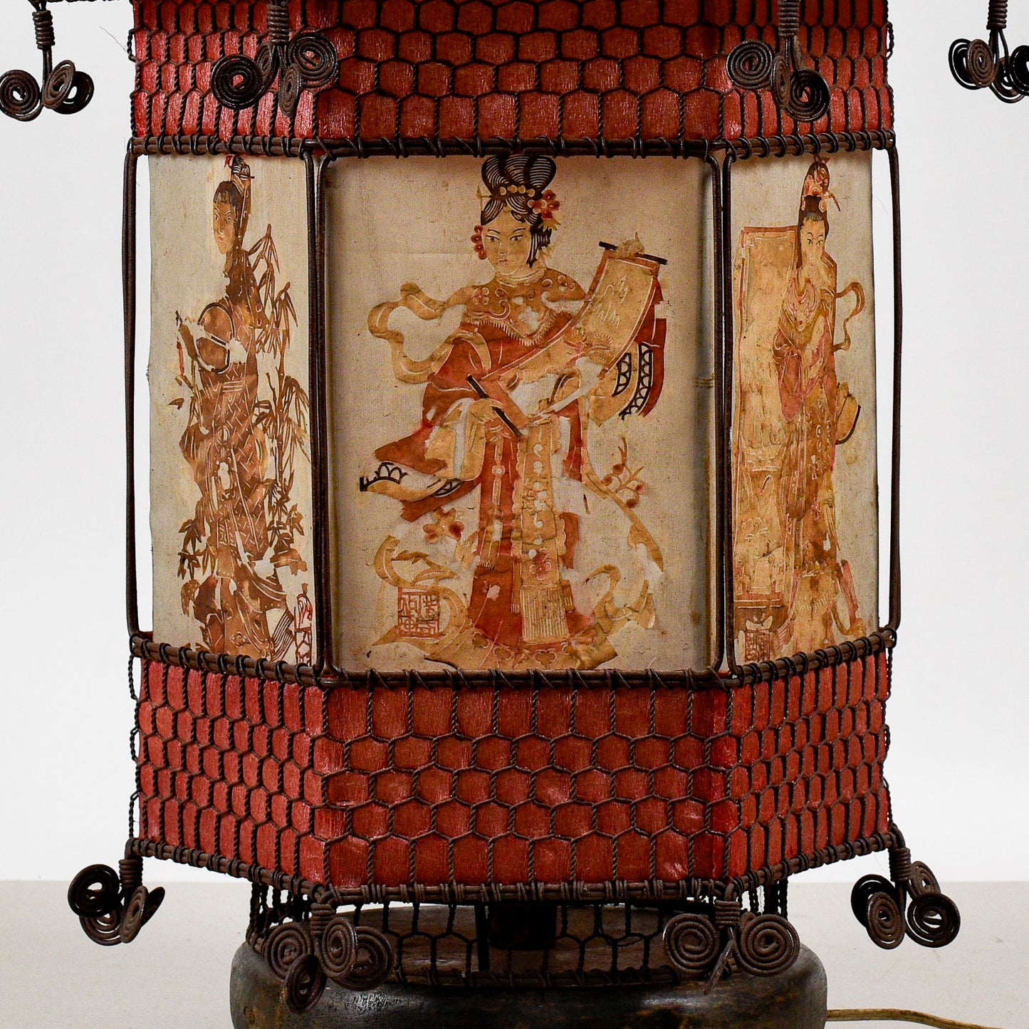 Lampada Lanterna Orientale Cinese In Carta E Metallo Epoca Fine XIX Secolo