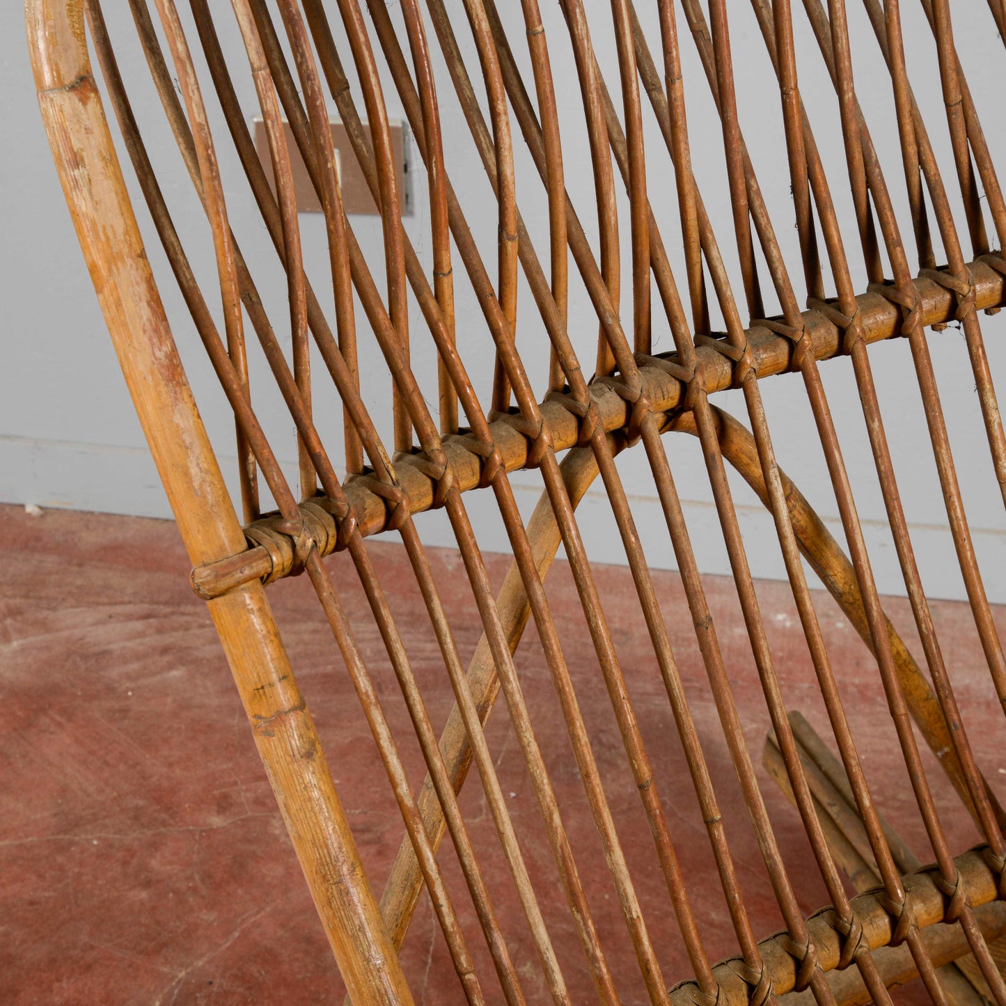 Sedia A Dondolo In Bambu E Rattan Anni 60