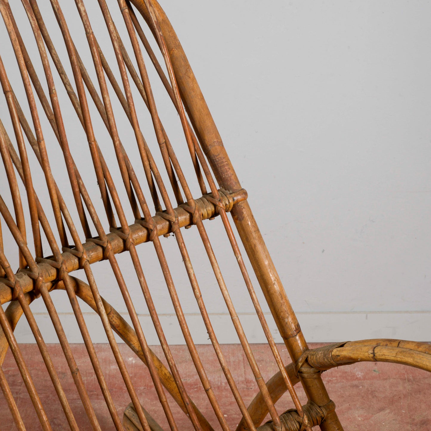 Sedia A Dondolo In Bambu E Rattan Anni 60