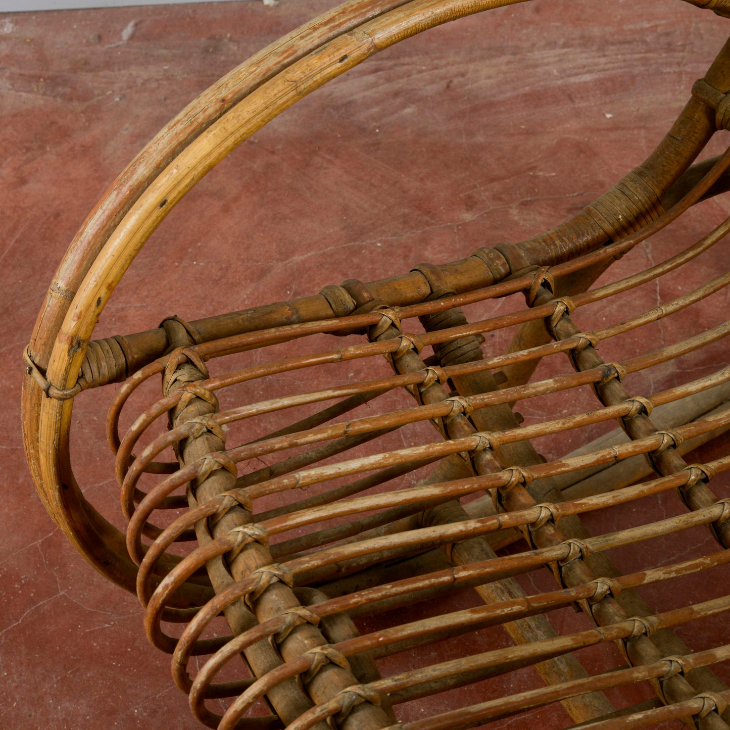 Sedia A Dondolo In Bambu E Rattan Anni 60