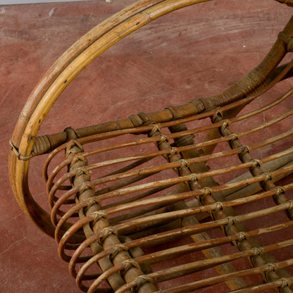 Sedia A Dondolo In Bambu E Rattan Anni 60