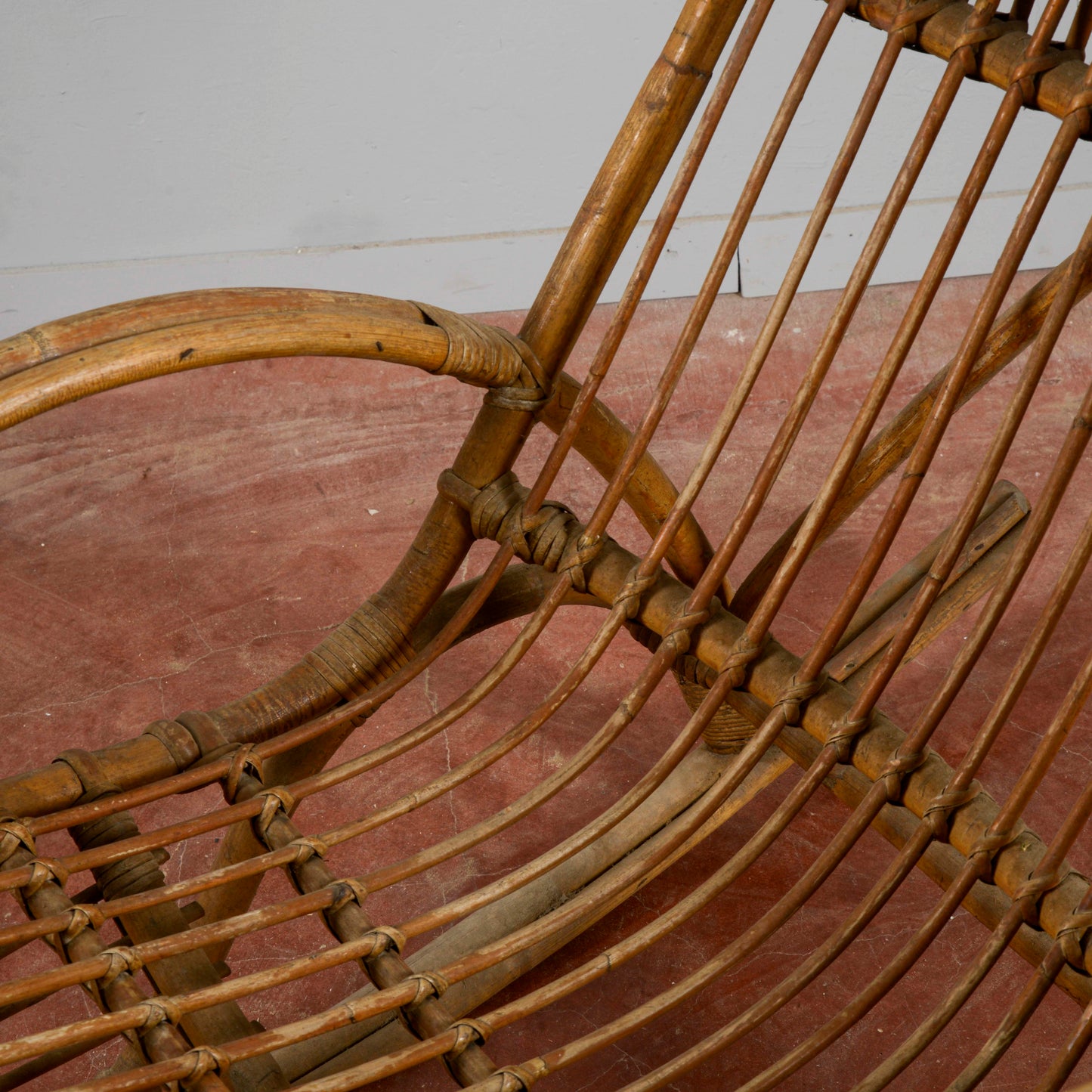 Sedia A Dondolo In Bambu E Rattan Anni 60