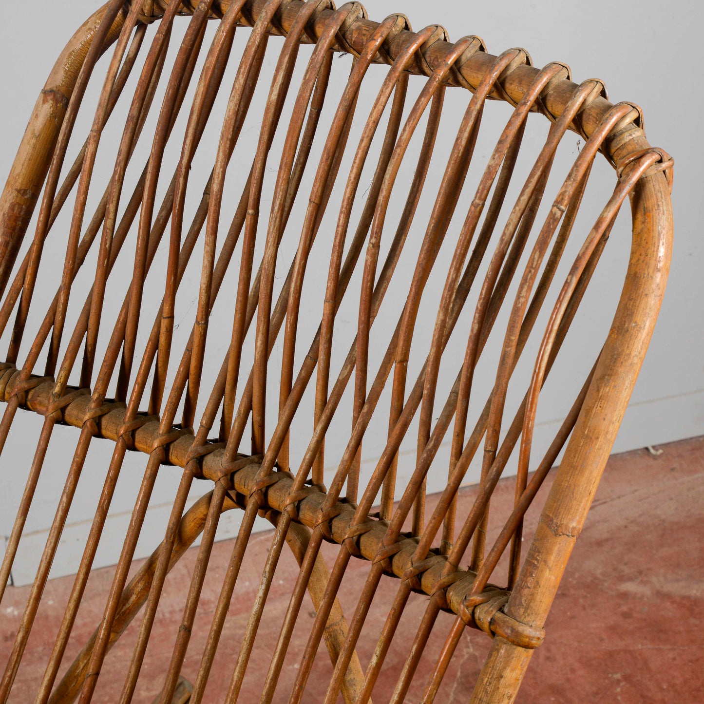Sedia A Dondolo In Bambu E Rattan Anni 60