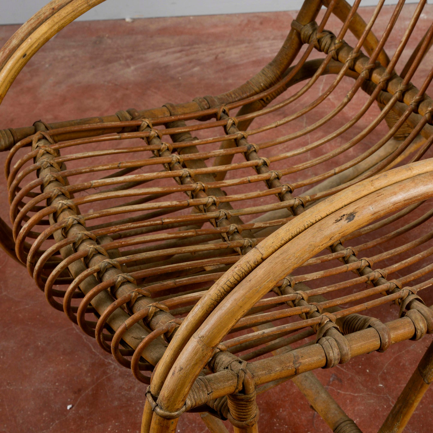 Sedia A Dondolo In Bambu E Rattan Anni 60