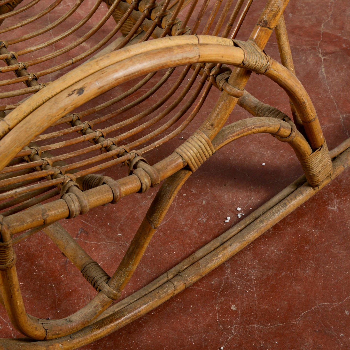 Sedia A Dondolo In Bambu E Rattan Anni 60