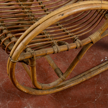 Sedia A Dondolo In Bambu E Rattan Anni 60