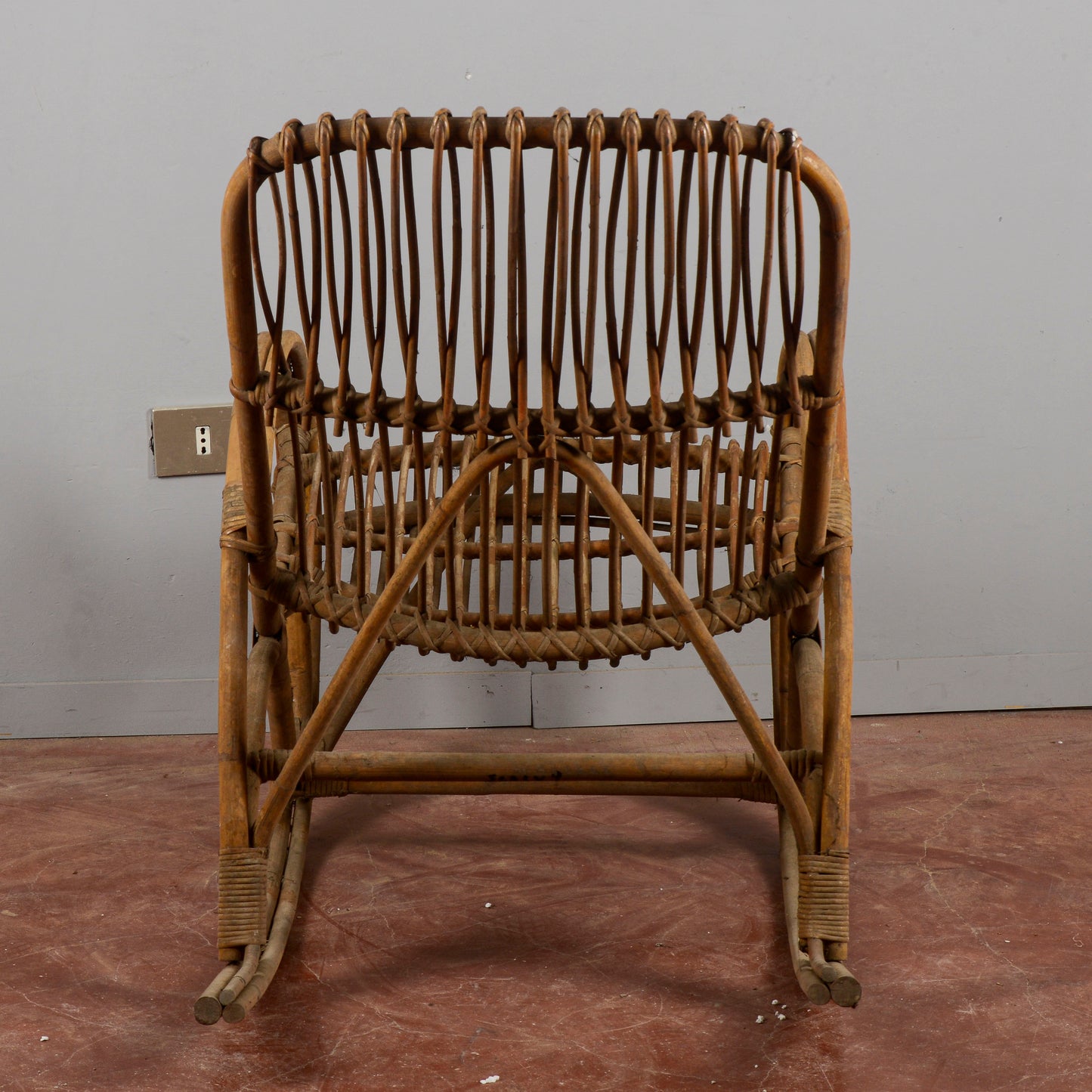 Sedia A Dondolo In Bambu E Rattan Anni 60