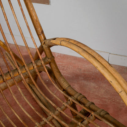 Sedia A Dondolo In Bambu E Rattan Anni 60