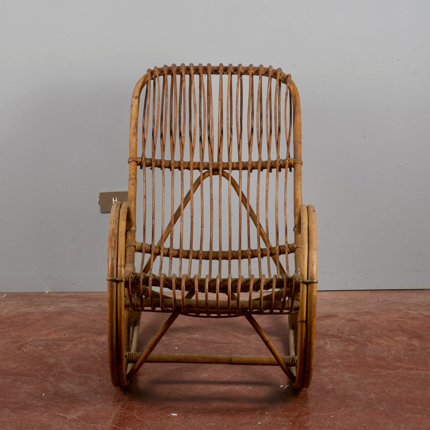 Sedia A Dondolo In Bambu E Rattan Anni 60