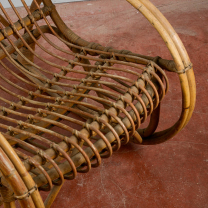 Sedia A Dondolo In Bambu E Rattan Anni 60