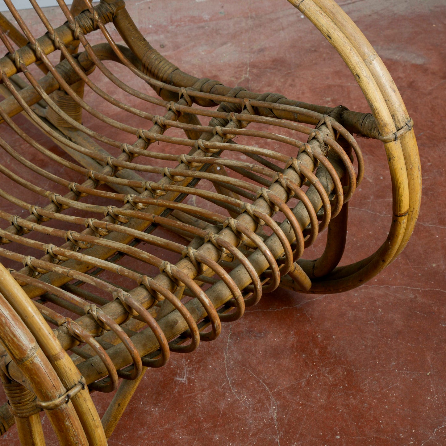 Sedia A Dondolo In Bambu E Rattan Anni 60