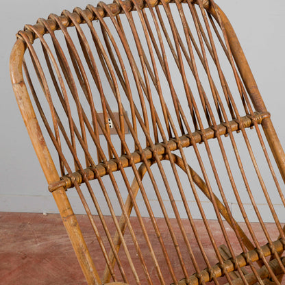 Sedia A Dondolo In Bambu E Rattan Anni 60
