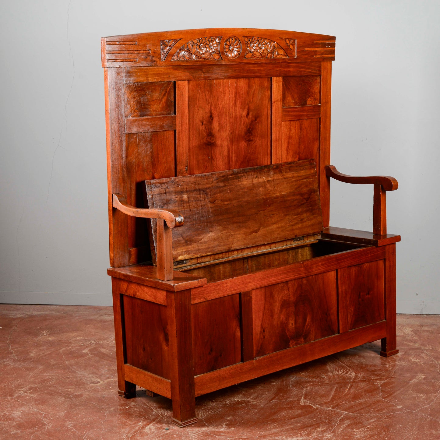 Panca Con Braccioli Art Deco Intagliata