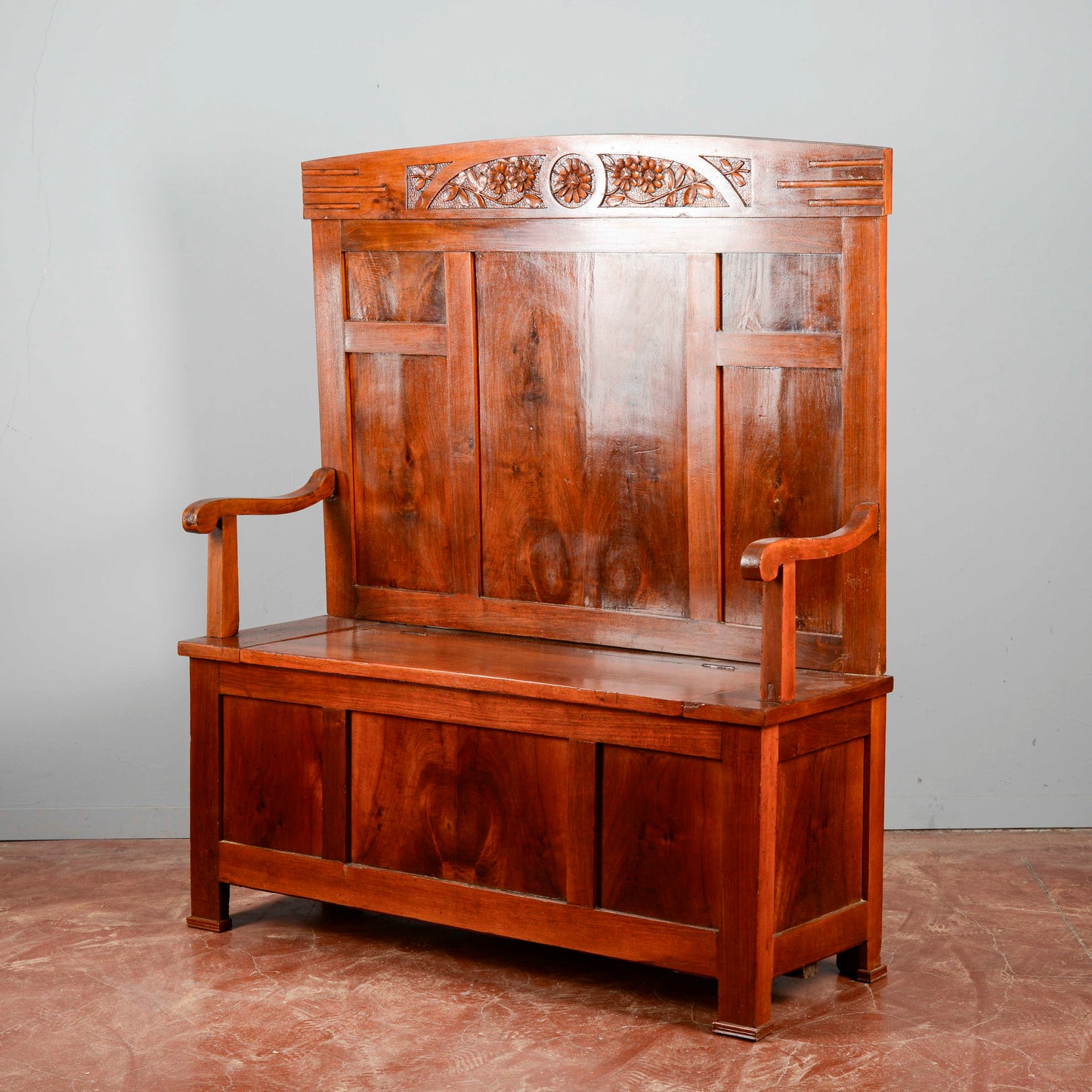 Panca Con Braccioli Art Deco Intagliata