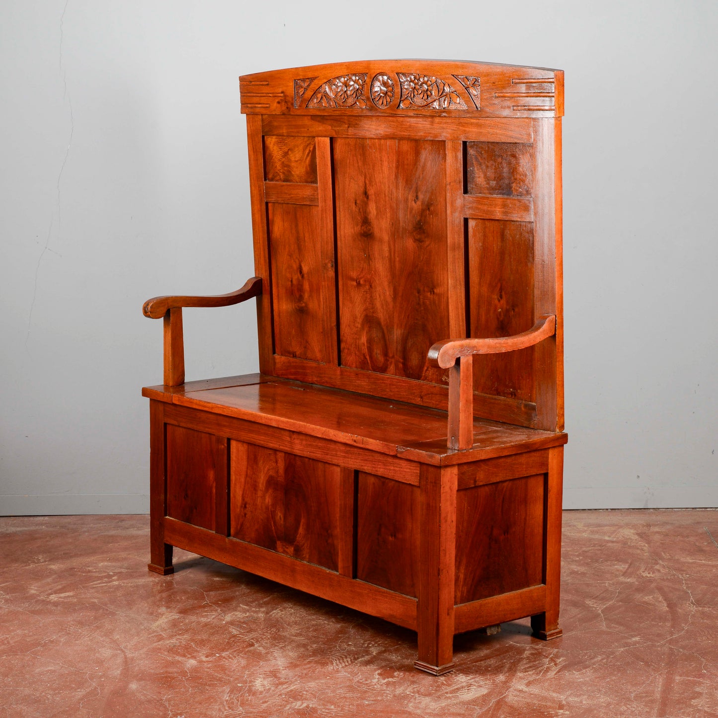 Panca Con Braccioli Art Deco Intagliata