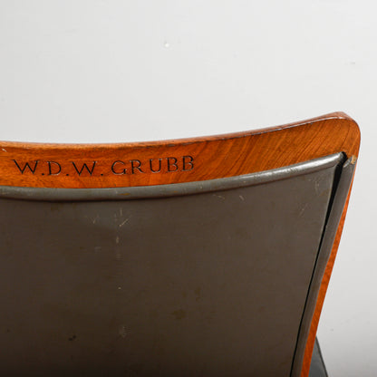 sedia in pelle con logo stampato W.D.F GRUBB primi anni 2000