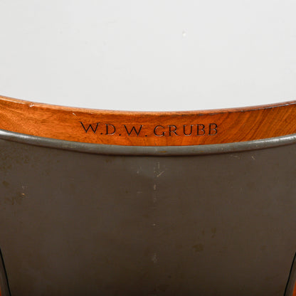 sedia in pelle con logo stampato W.D.F GRUBB primi anni 2000