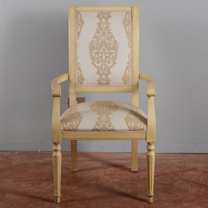 Sedia Poltrona Classica Verniciata Con Tessuto Damascato