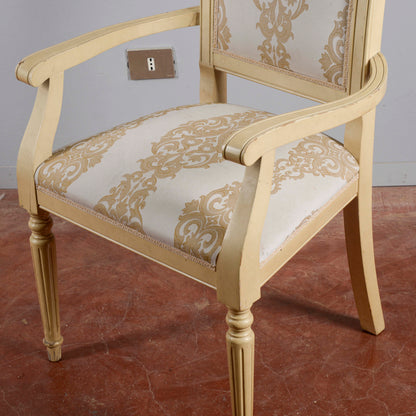 Sedia Poltrona Classica Verniciata Con Tessuto Damascato