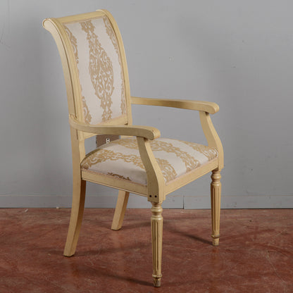 Sedia Poltrona Classica Verniciata Con Tessuto Damascato