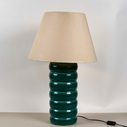 Lampada Da Tavolo In Ceramica Verde Vintage Italia 1980