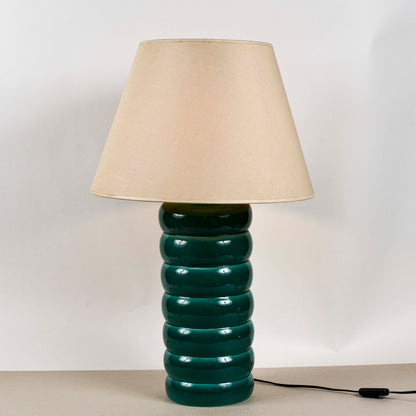 Lampada Da Tavolo In Ceramica Verde Vintage Italia 1980