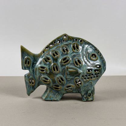 Pesce In Ceramica Smaltata A Lustro Vintage