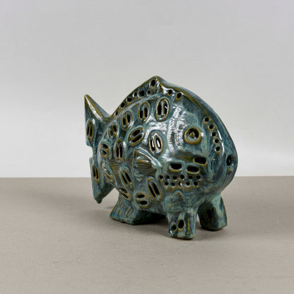 Pesce In Ceramica Smaltata A Lustro Vintage