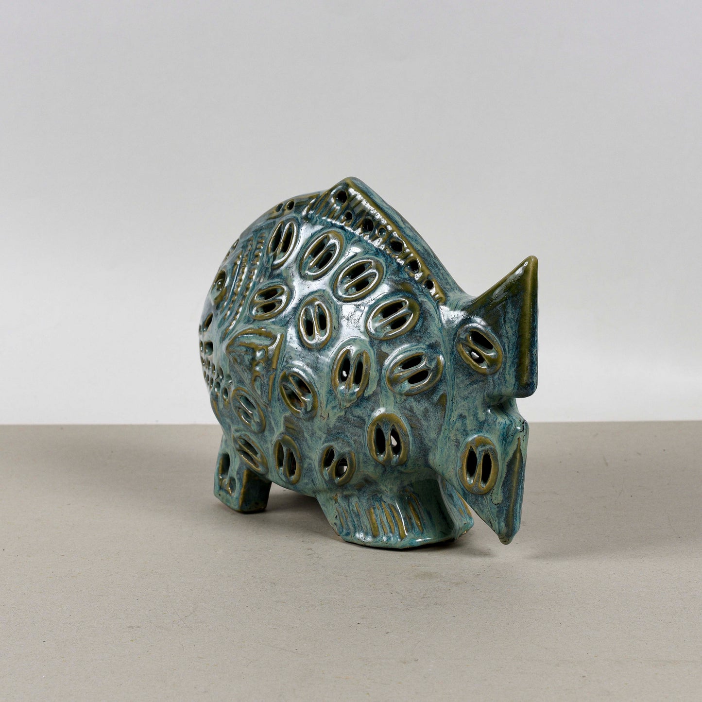 Pesce In Ceramica Smaltata A Lustro Vintage