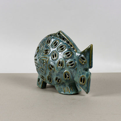Pesce In Ceramica Smaltata A Lustro Vintage