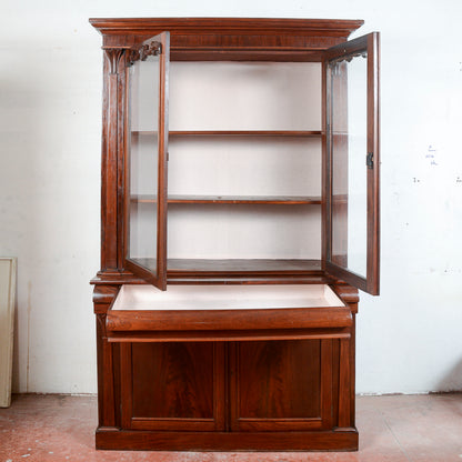 Credenza Impellicciata In Mogano Due Corpi