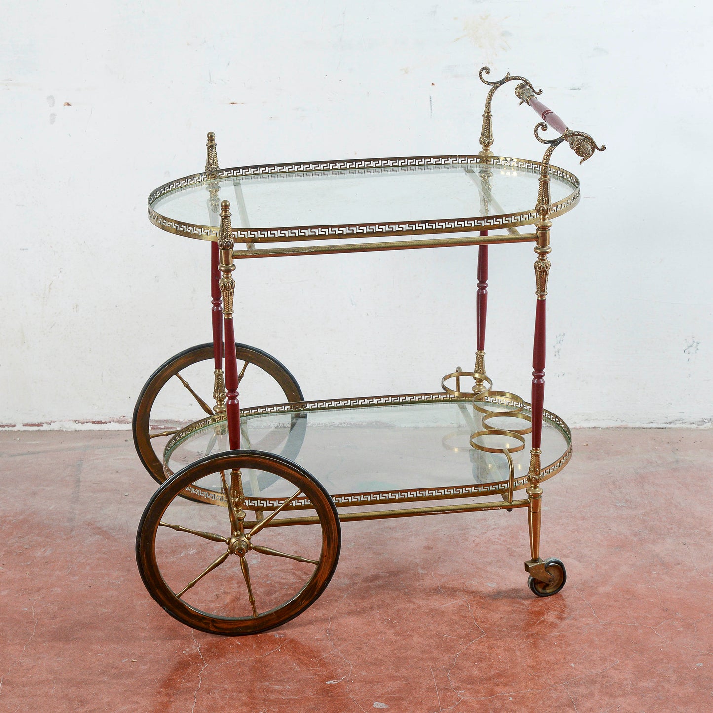 Carrello portavivande vintage vassoi in vetro