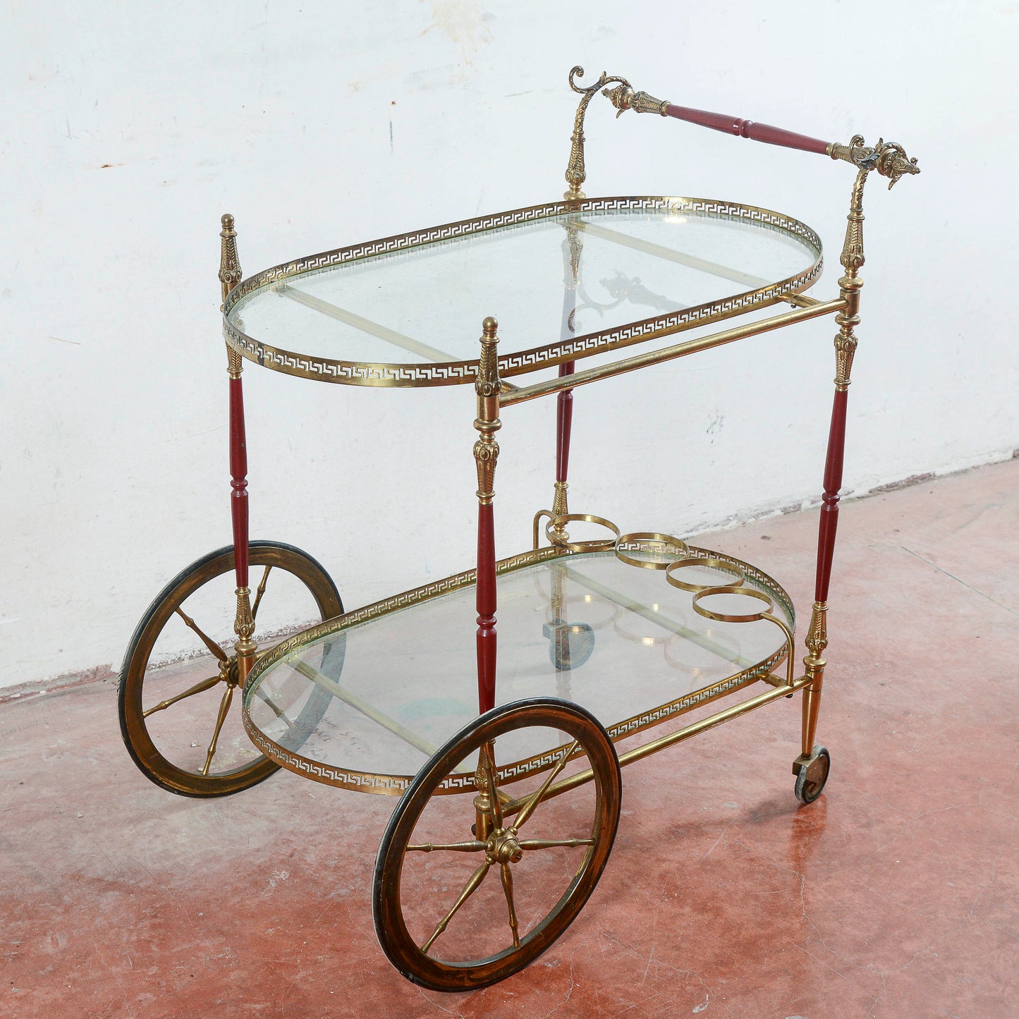 Carrello portavivande vintage vassoi in vetro