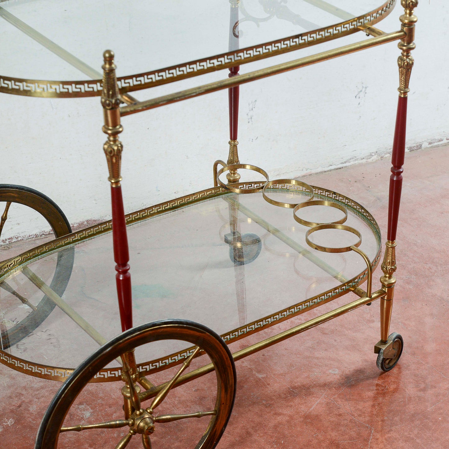 Carrello portavivande vintage vassoi in vetro