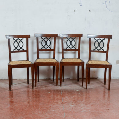 Sedie stile epoca 700 set di 4 con seduta in rafia
