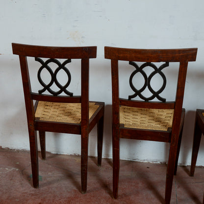 Sedie stile epoca 700 set di 4 con seduta in rafia