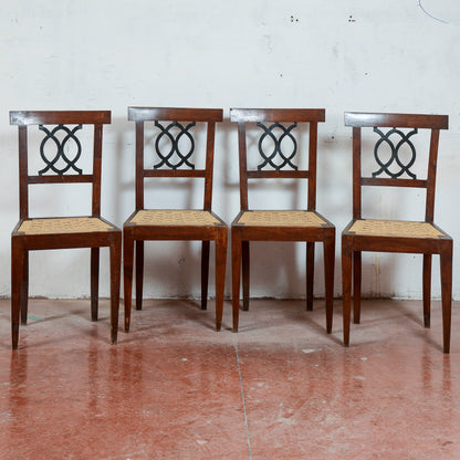 Sedie stile epoca 700 set di 4 con seduta in rafia