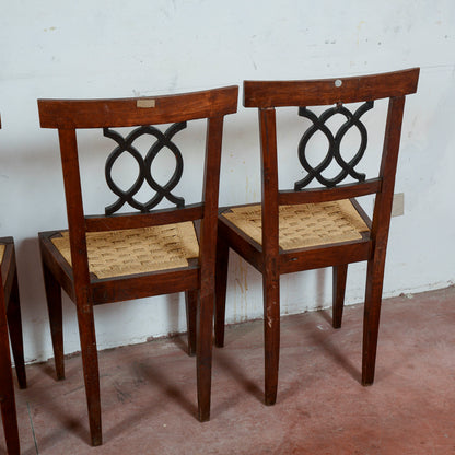 Sedie stile epoca 700 set di 4 con seduta in rafia