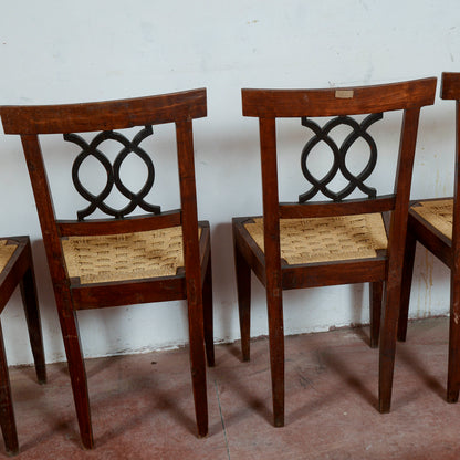 Sedie stile epoca 700 set di 4 con seduta in rafia