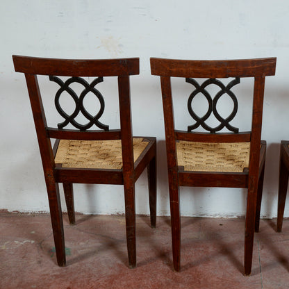 Sedie stile epoca 700 set di 4 con seduta in rafia