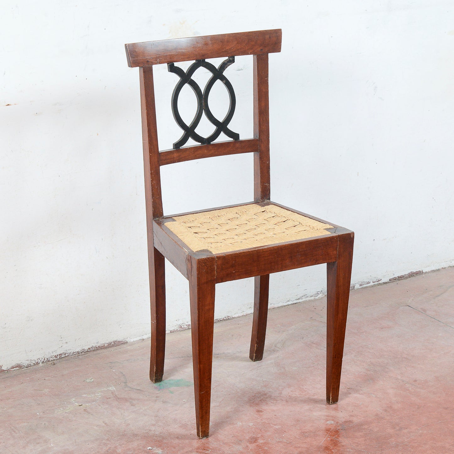 Sedia in stile 700 con seduta in rafia misure 46.5 x 44 x h 96 x h sed 48